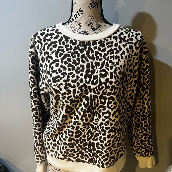 J. Crew Sweaters - J. Crew Brown and White Animal Print Crewneck